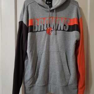 Nike Gray and Orange Browns Hoodie